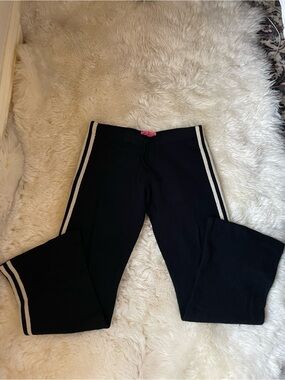 Vintage | rare Juicy Couture black & white striped low rise wide leg cashmere